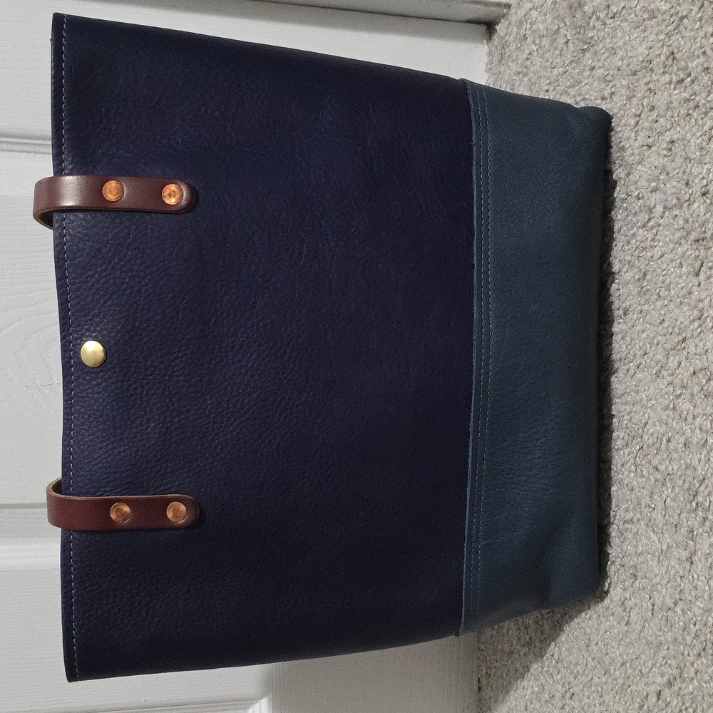 KMM & Co Colorblock Panel Tote Shoulder Bag Purple Violet Blue Cypress - Picture 2 of 11